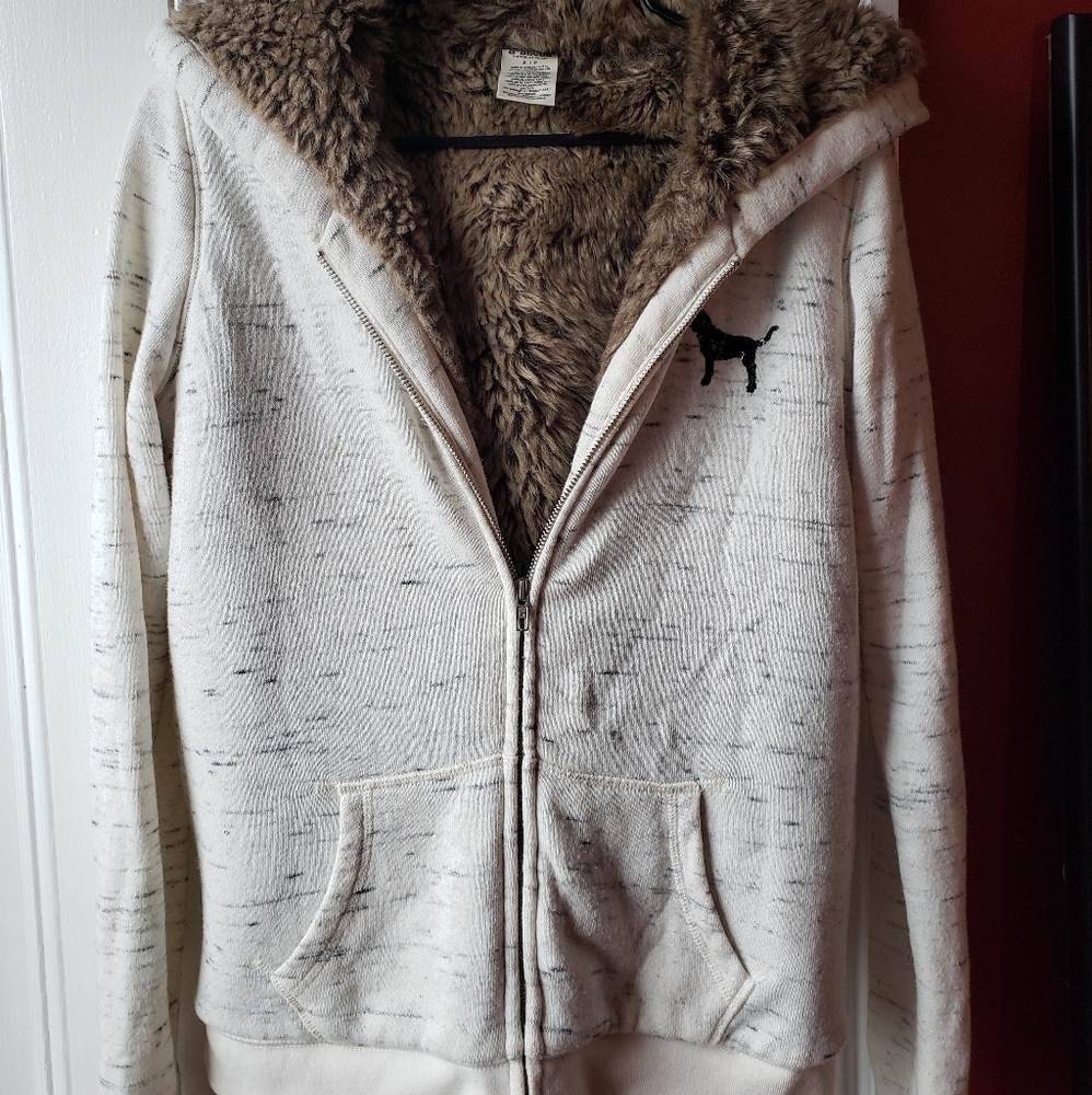 VS Pink fur lined zip-up